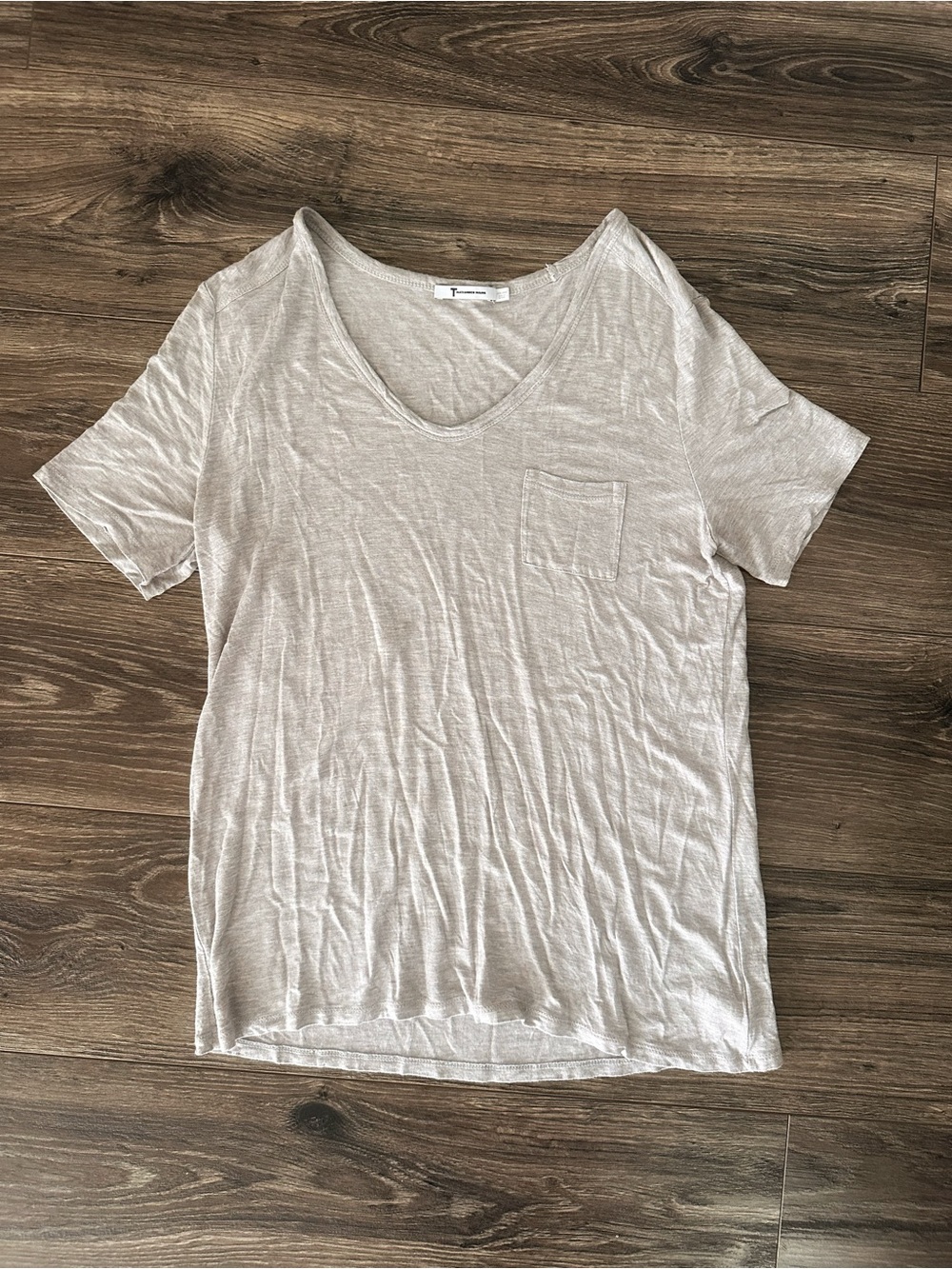 T by Alexander Wang Light Heathered Gray Scoop Pocket Tee
